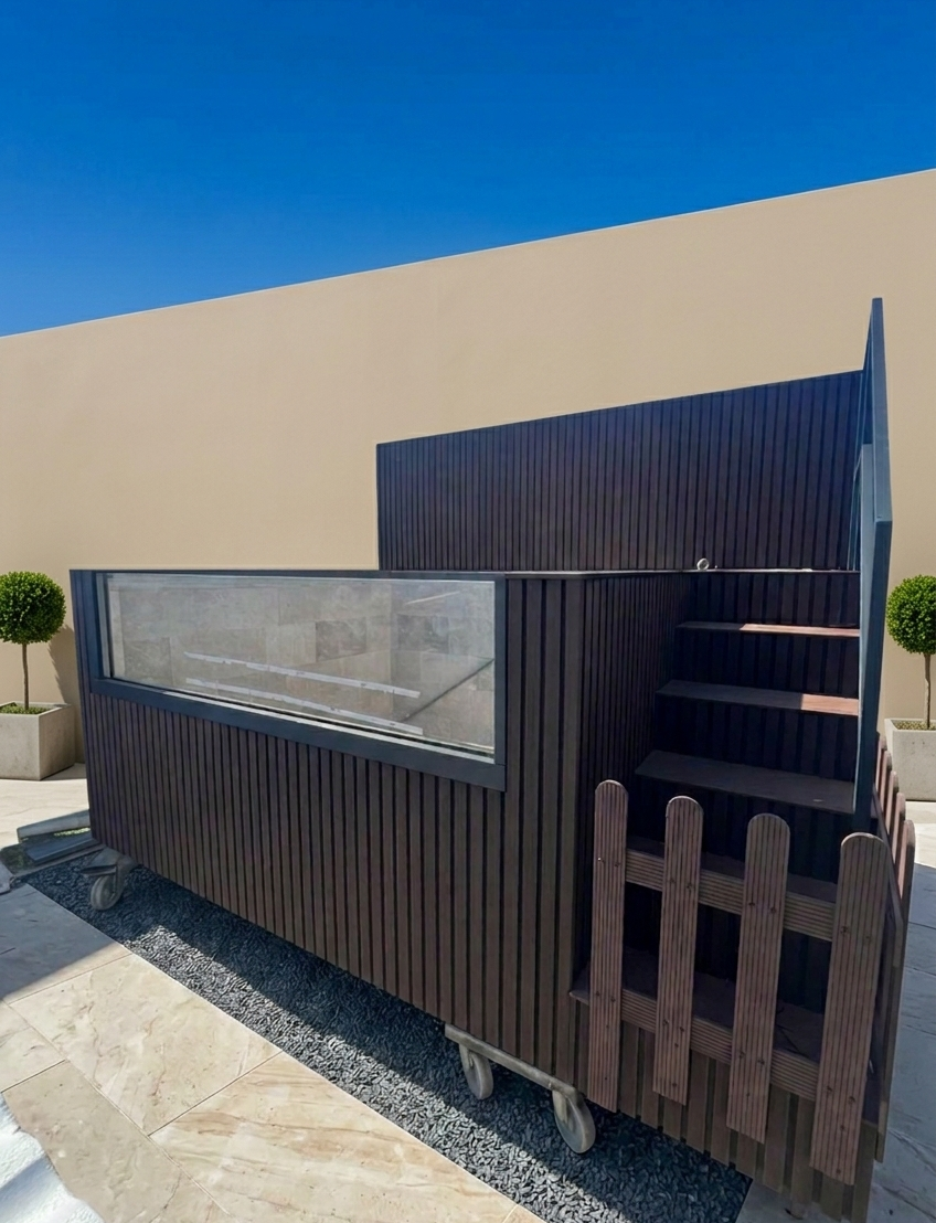 Piscina Elevada de patio 3 x 2,2 M con cristal ampliado  (14PPCO/24 MA)
